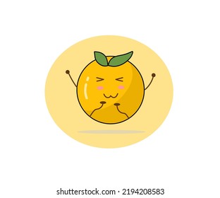 Cute Orange Fruit Happiness In Circle