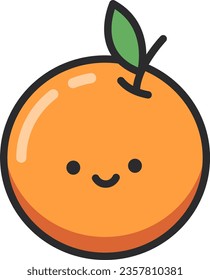 Cute orange fruit icon in flat style isolated on white background. Vector illustration.