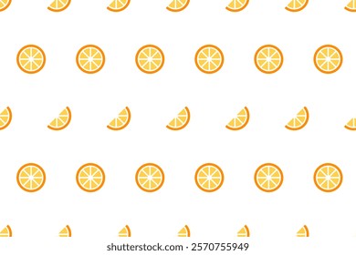 Cute orange fruit seamless pattern. Fruit background. Slices of orange and lemon. Label, template, wrapping, backgrounds, covers, phone cases, packaging design. Summer fruit background. Flat design