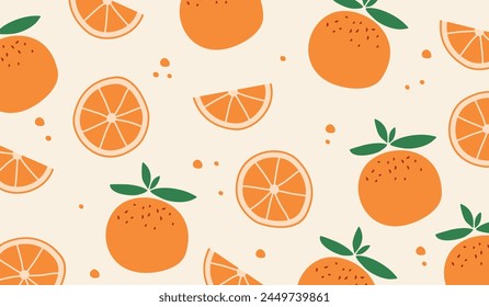 Cute orange fruits pattern background vector design