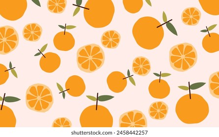 Cute orange fruits pattern background vector design