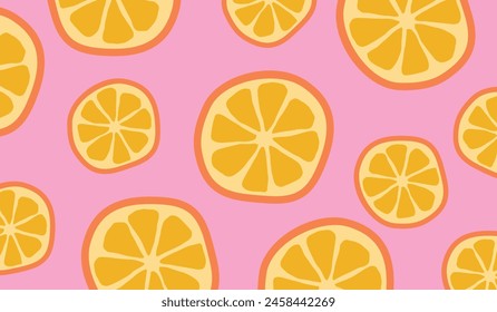 Cute orange fruits pattern background vector design