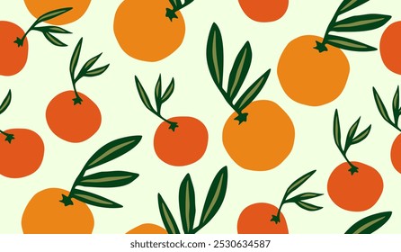 Diseño de Vector de fondo de patrón de frutas naranjas lindas