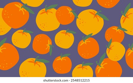 Cute orange fruits pattern background vector design