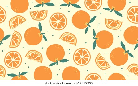 Cute orange fruits pattern background vector design