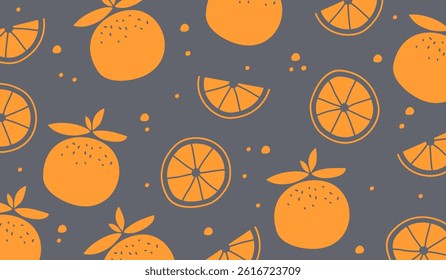 Cute orange fruits pattern background vector design