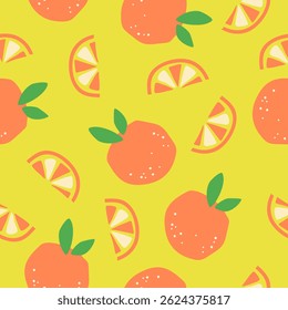 Design de vetor de fundo de padrão de frutas laranja bonito