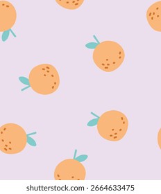 Cute orange fruits pattern background light purple, print for dress and bags , mugs, wallpaper, textile etc.