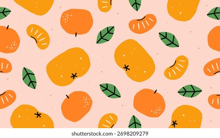 Cute orange fruits pattern background vector design