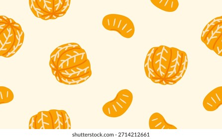 Diseño de Vector de fondo de patrón de frutas naranjas lindas