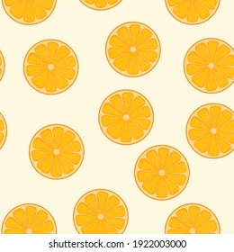 Cute orange fruits seamless pattern. Seamless background with orange fruits. Vector seamless pattern of fruits