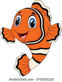 Cute Orange Happy Fish Cartoon Illustration 