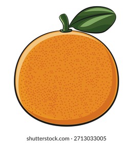 cute orange, happy mandarin fruit cartoon vector illustration, work of hand drawn