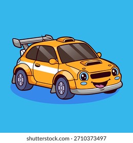 Vector naranja lindo de la historieta del coche del Hatchback
