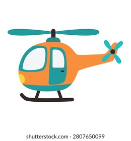Cute orange helicopter vector illustration. Toy chopper aircraft aviation icon isolated on white background