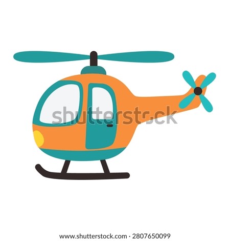 Cute orange helicopter vector illustration. Toy chopper aircraft aviation icon isolated on white background