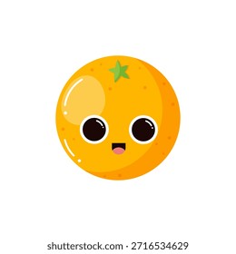 Naranja lindo aislado en el fondo blanco. Fruta de jardín. Estilo Groovy. Personajes infantiles. Elementos de diseño para materiales infantiles, libros, comida saludable, carteles y carteles de granja. Ilustración vectorial.