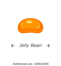 Cute orange jelly bean candy. Flat cartoon vector illustration icon isolated on white background. Halloween trick or treat sweets for web, mobile app, print, greeting card, invitation and other design