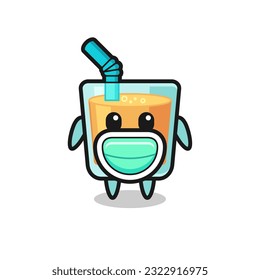 cute orange juice cartoon wearing a mask , cute style design for t shirt, sticker, logo element