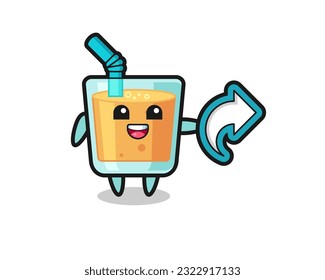 cute orange juice hold social media share symbol , cute style design for t shirt, sticker, logo element