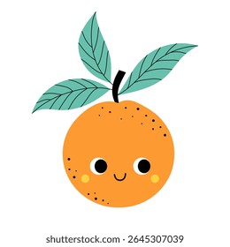 Cute orange in kawaii style.