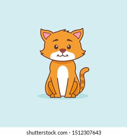 Cute orange kitten illustration, vector animal pet