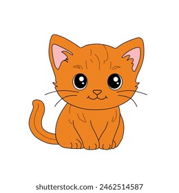 Cute orange kitten on a white background. Cute orange kitten in cartoon style