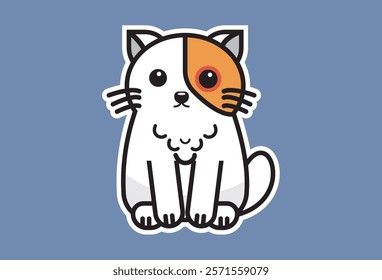 Cute Orange Kitten vectors, Cute, adorable and unique Cartoon Cat, standing on a light blue background, ready to add a touch of cuteness to your design.