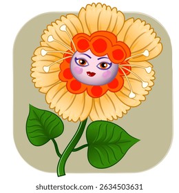 cute orange lady face flower