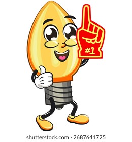 bonitinho laranja lâmpada mascote personagem de desenho animado vetor isolado ilustração levantar espuma do dedo, trabalho de mão desenhada