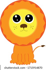 cute orange lion cub. vector. a child's drawing. cartoon