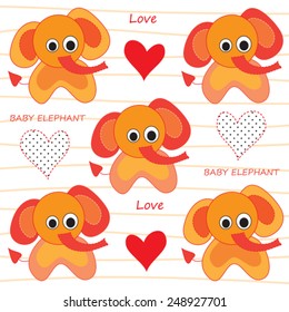 cute orange love elephant vector illustration