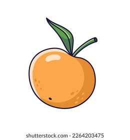 Cute orange Mandarin. Vektorhandgezeichnete Cartoon-Symbol-Illustration. Mandarin im Doodle-Stil. Einzeln auf weißem Hintergrund.