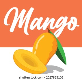 cute orange mango vector  illustration for post card, poster, background ,sticker