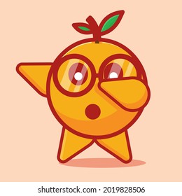 cute orange mascot  do dubbing pose isolated vector illustration in flat style