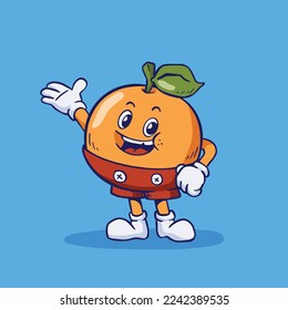 Cute orange mascot hand drawing cartoon illustration