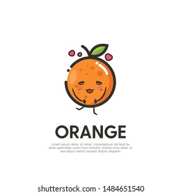 Cute Orange Mascot Logo Design Vector