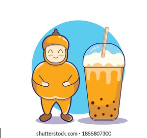 cute orange and milky drink