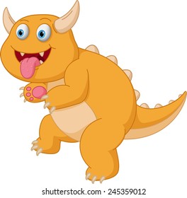 Cute orange monster cartoon scary