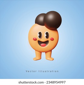 cute orange monster character in 3d vector illustration
