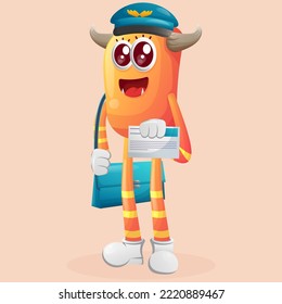 Cute orange monster postman. Perfect for kids, small business or e-Commerce, merchandise and sticker, banner promotion, blog or vlog channel

