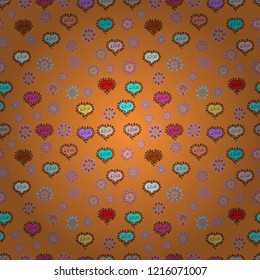 Cute orange, pink and neutral colors elements. Vector illustration. Seamless Happy Valentine':s Day card seamless background pattern heart.