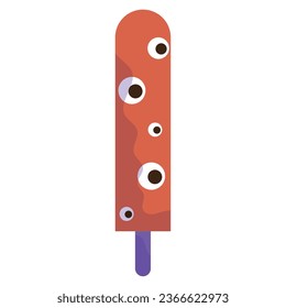 CUTE ORANGE POPSICLE WITH ZOMBIE EYES KAWAII FOR HALLOWEEN