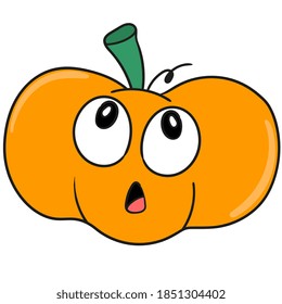 a cute orange pumpkin. doodle icon draw. cartoon doodle sticker draw