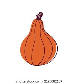 Calabaza de naranja. Elegante ilustración vectorial de la planta de otoño. Símbolo de caída. Impresión para carteles, tela, ropa, cosecha invitación al festival. 
