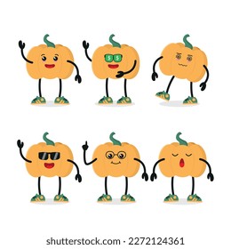 cute orange pumpkin various activity vector illustration