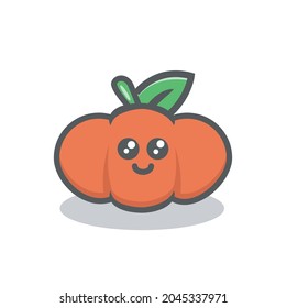 cute orange pumpkin vector illustration, simple flat design