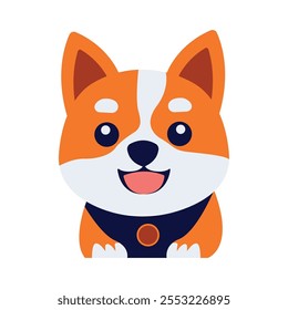 Personaje de dibujos animados de animales de perrito naranja lindo con expresión de sonrisa