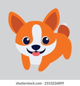 Personaje de dibujos animados de animales de perrito naranja lindo con expresión de sonrisa