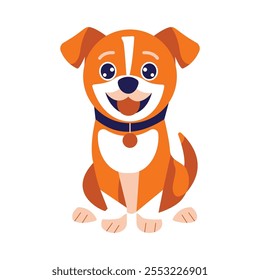 Personaje de dibujos animados de animales de perrito naranja lindo con expresión de sonrisa